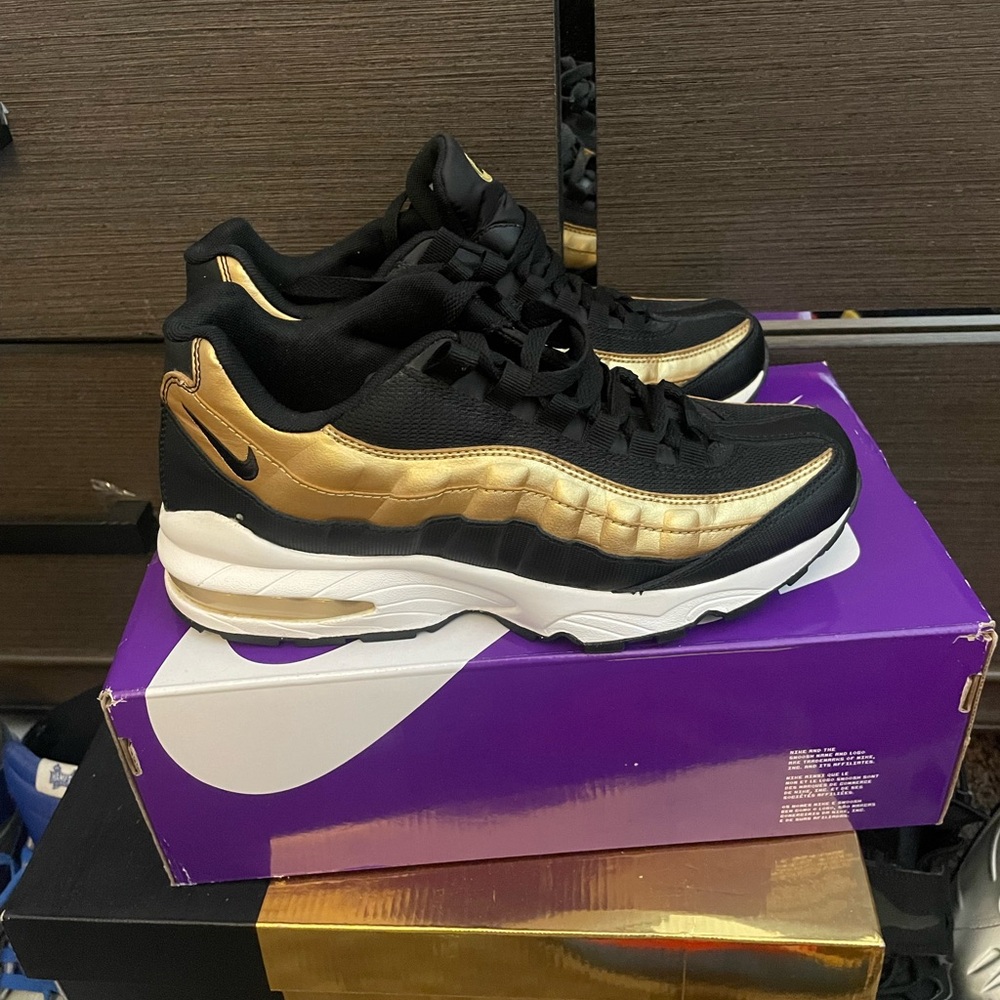 Nike Black and Gold Air Max 95 Sneakers